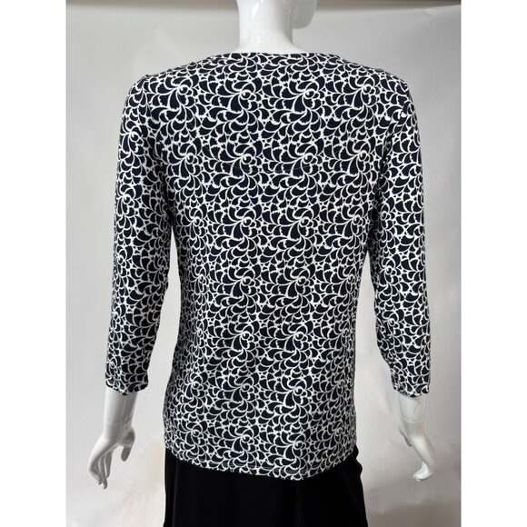 Black & White Floral Pattern Womens Top - Picture 14 of 16